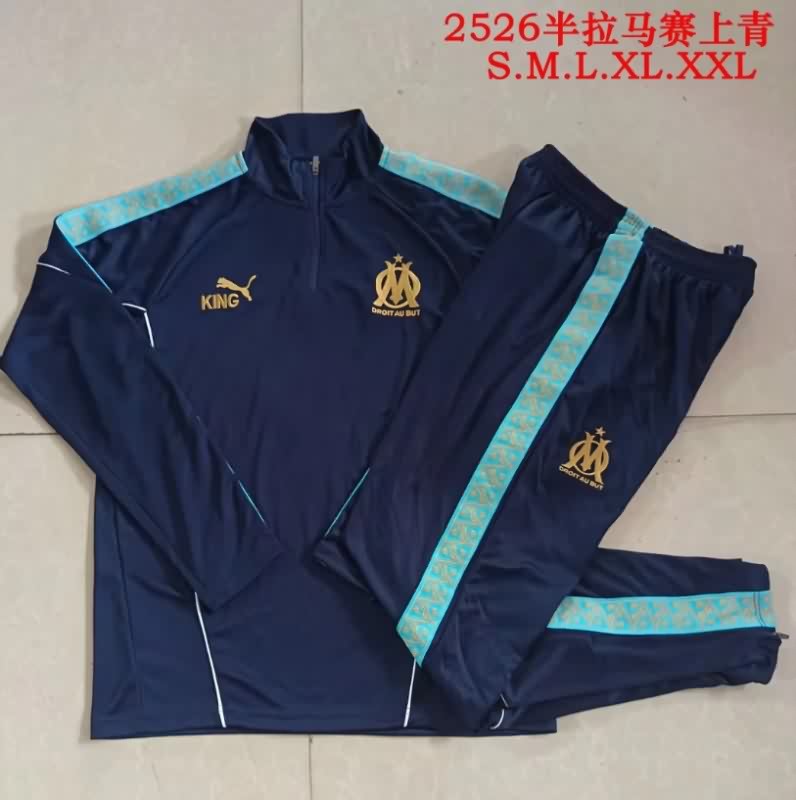 AAA Quality Marseilles 25/26 Dark Blue Soccer Tracksuit 03 AAA Quality Marseilles 25/26 Dark Blue Soccer Tracksuit 03