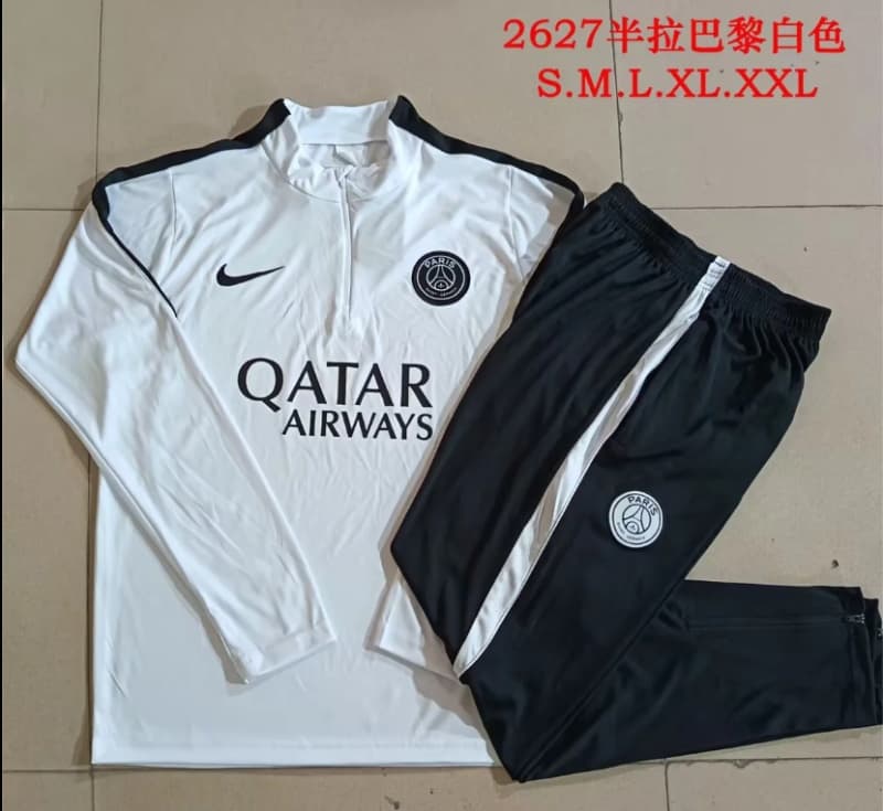AAA Quality Paris St Germain 25/26 White Soccer Tracksuit 05