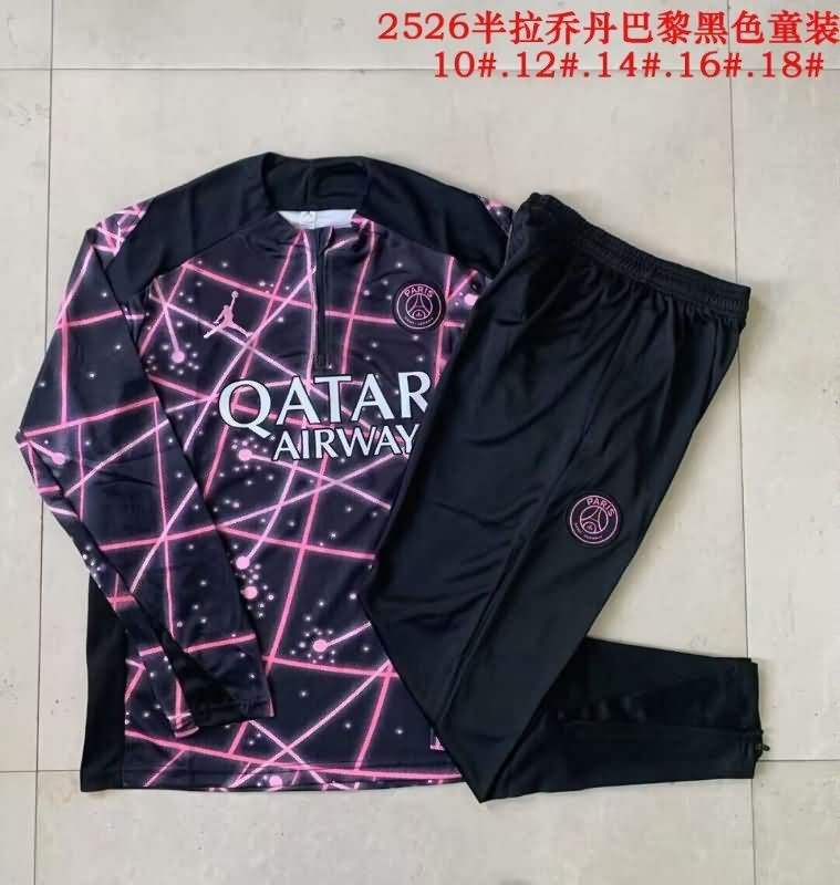 Kids AAA Quality Paris St German 25/26 Black Soccer Tracksuit 03