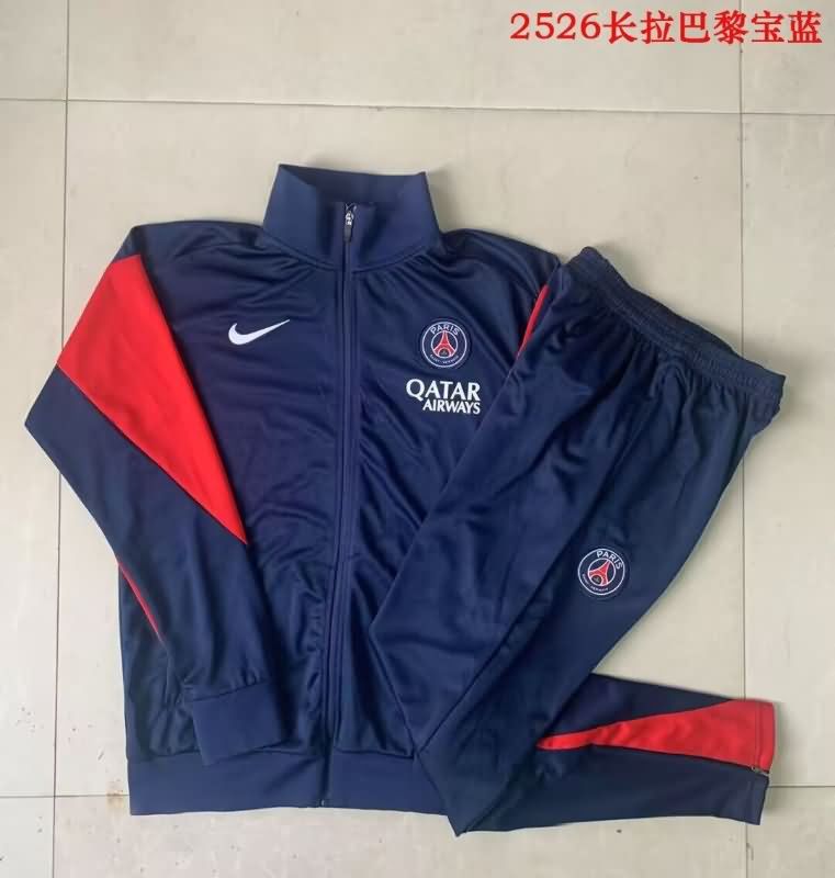 Kids AAA Quality Paris St German 25/26 Dark Blue Soccer Tracksuit