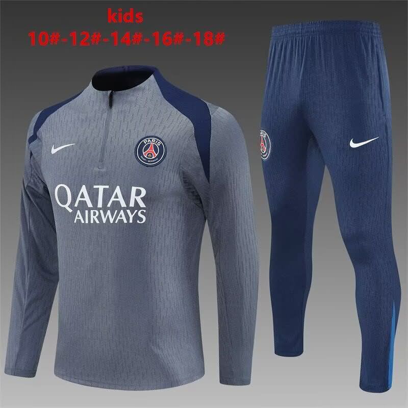 Kids AAA Quality Paris St German 25/26 Grey Soccer Tracksuit