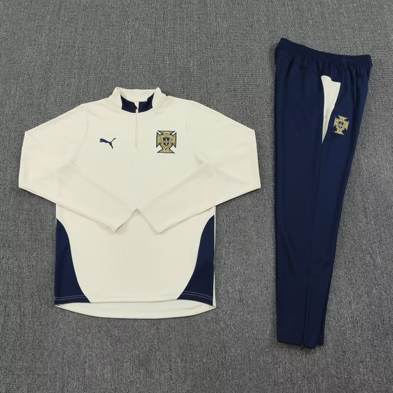 AAA Quality Portugal 2025 Light Yellow Soccer Tracksuit