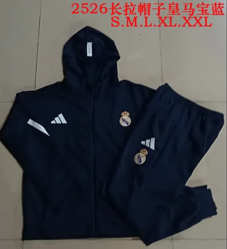 AAA Quality Real Madrid 25/26 Dark Blue Soccer Tracksuit 09