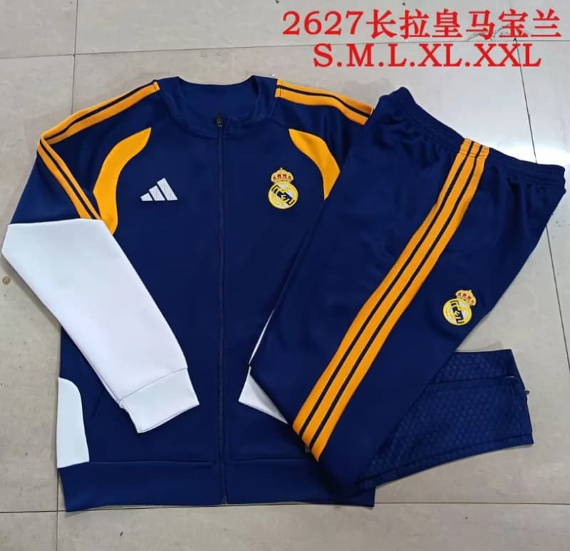 AAA Quality Real Madrid 25/26 Dark Blue Soccer Tracksuit 10