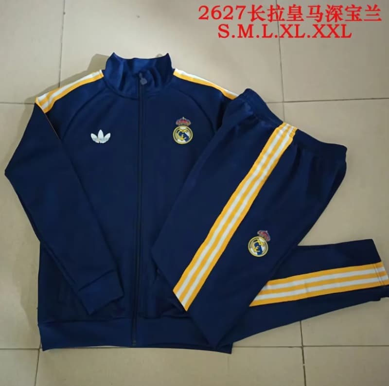 AAA Quality Real Madrid 25/26 Dark Blue Soccer Tracksuit 12