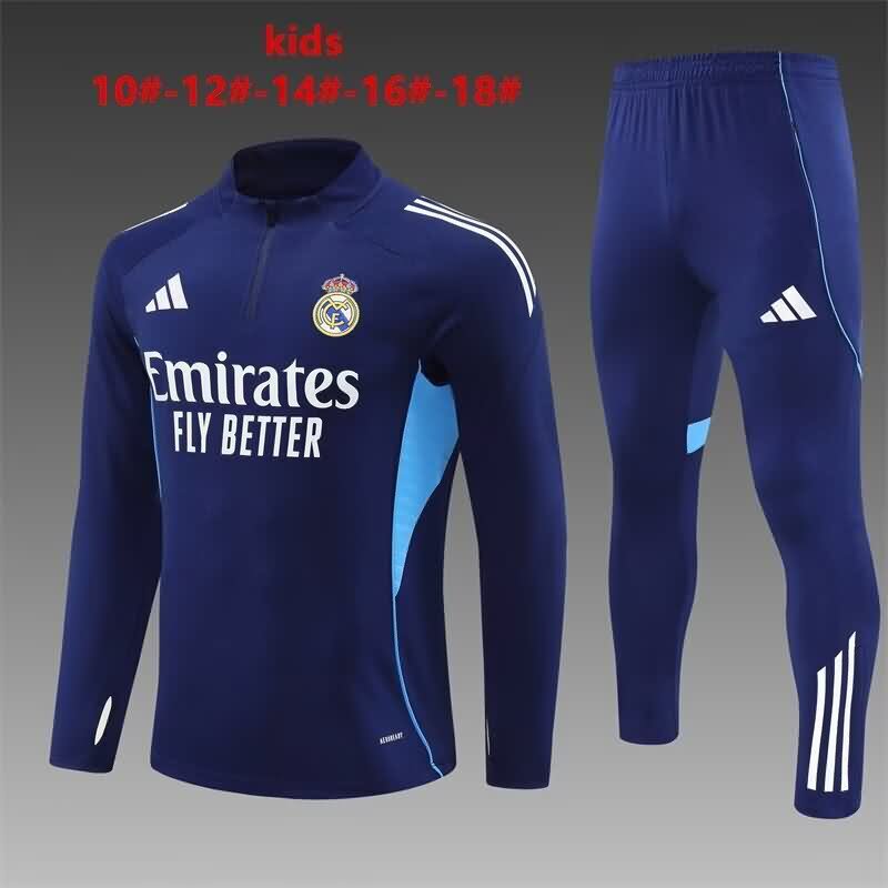 Kids AAA Quality Real Madrid 25/26 Dark Blue Soccer Tracksuit 05 Kids AAA Quality Real Madrid 25/26 Dark Blue Soccer Tracksuit 05