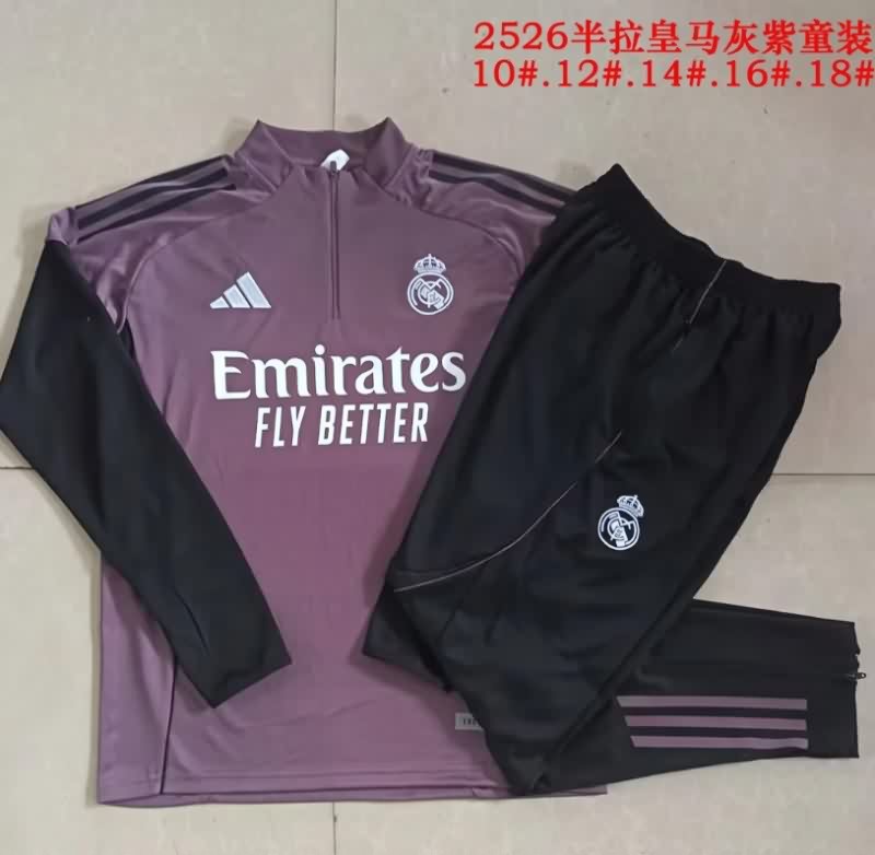 Kids AAA Quality Real Madrid 25/26 Purple Soccer Tracksuit