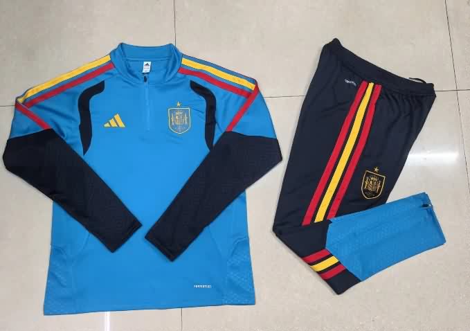 Kids AAA Quality Spain 2026 Blue Soccer Tracksuit