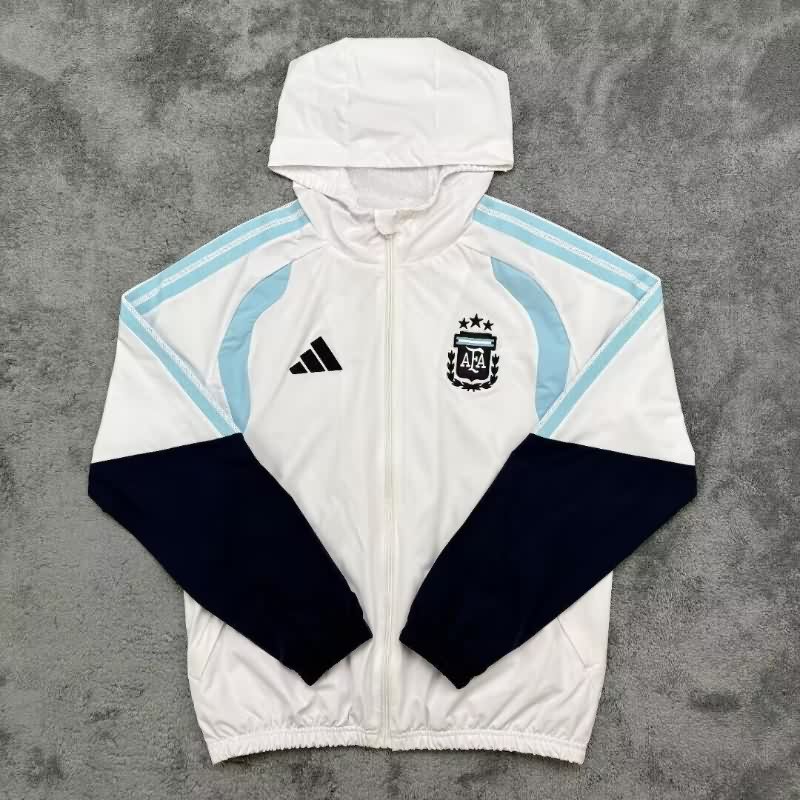 AAA Quality Argentina 2026 White Soccer Windbreaker