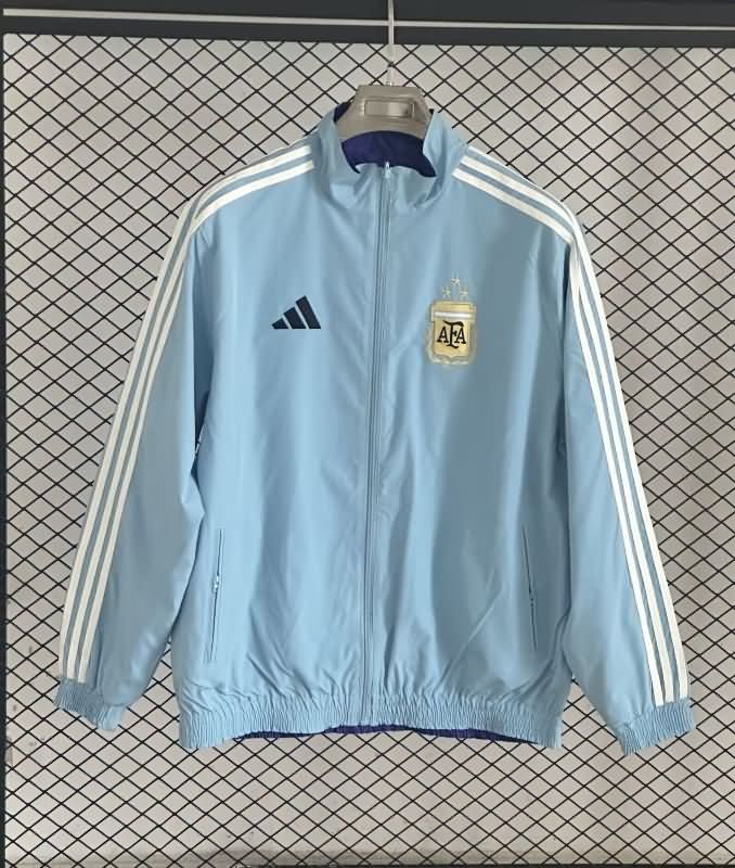 AAA Quality Argentina 2025 Light Blue Purple Reversible Soccer Windbreaker