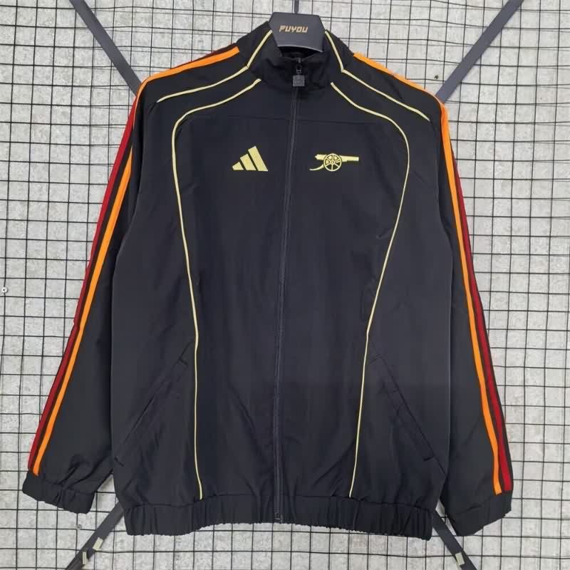 AAA Quality Arsenal 25/26 Black Soccer Windbreaker