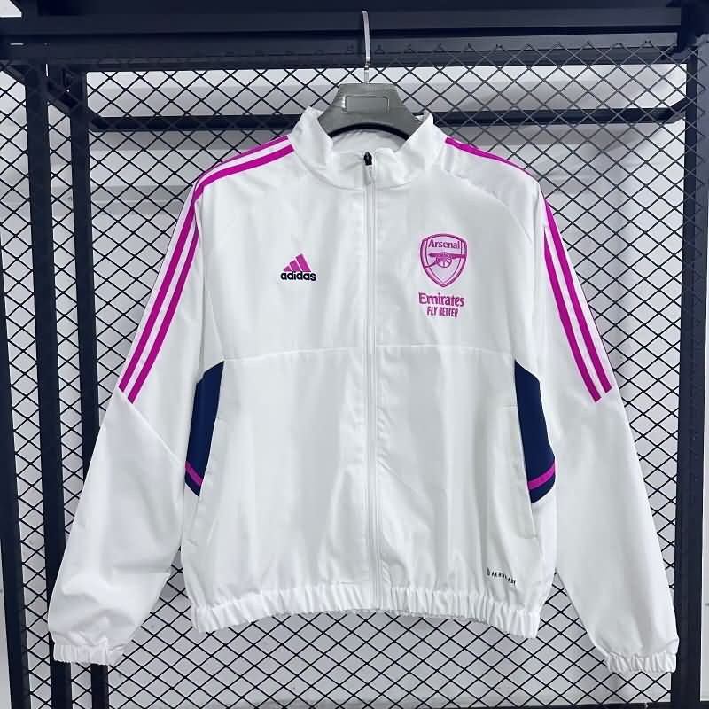 AAA Quality Arsenal 25/26 White Soccer Windbreaker