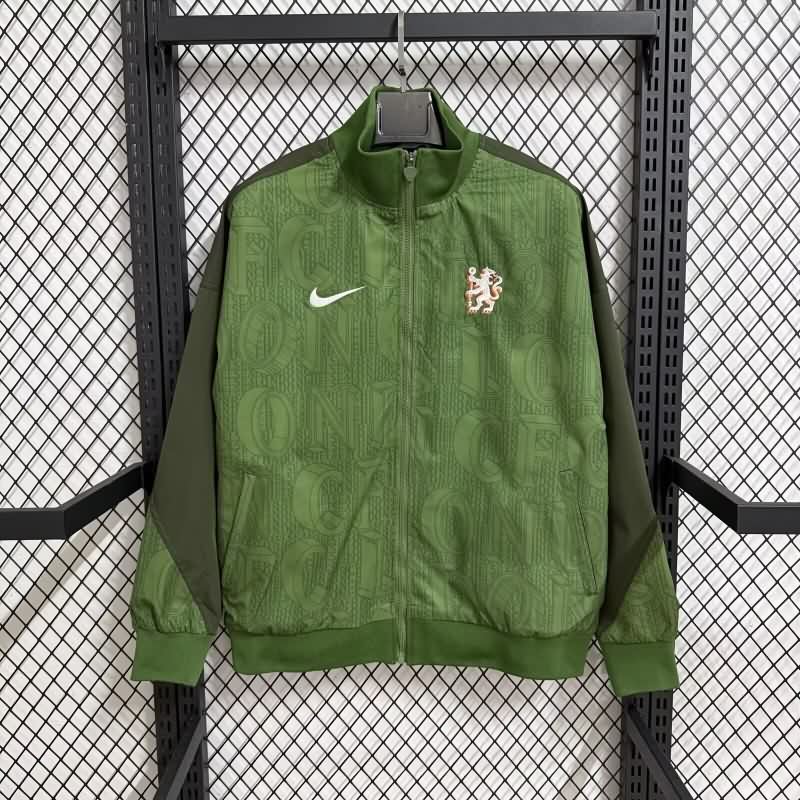 AAA Quality Chelsea 25/26 Green Soccer Windbreaker