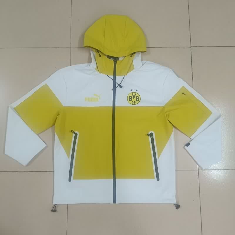AAA Quality Dortmund 25/26 Yellow White Soccer Windbreaker  AAA Quality Dortmund 25/26 Yellow White Soccer Windbreaker