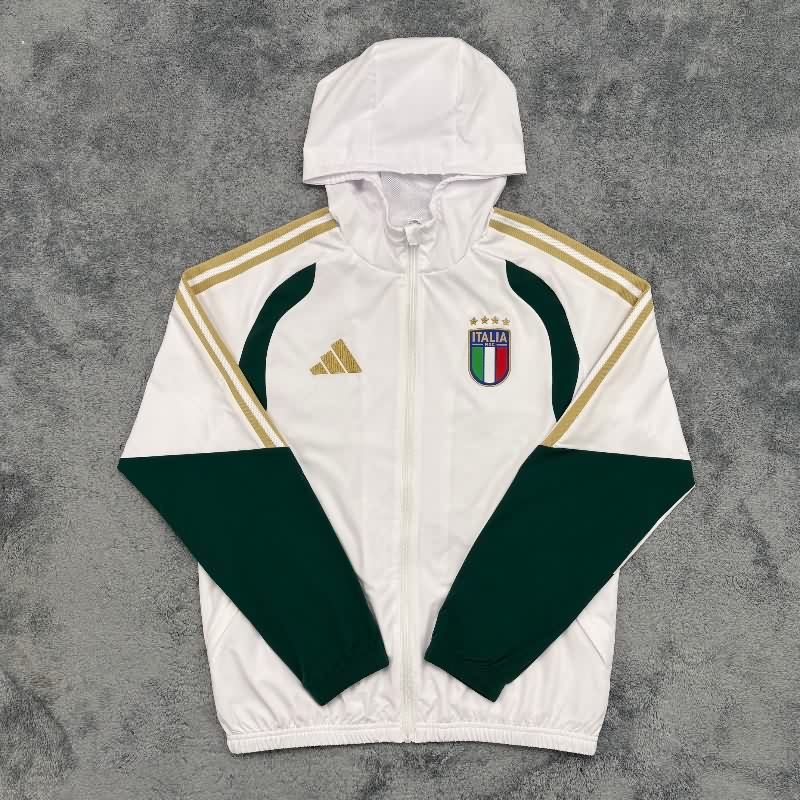 AAA Quality Italy 2026 White Soccer Windbreaker