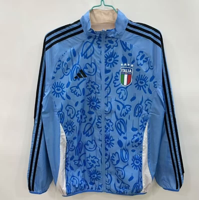 AAA Quality Italy 2025 Blue Grey Reversible Soccer Windbreaker