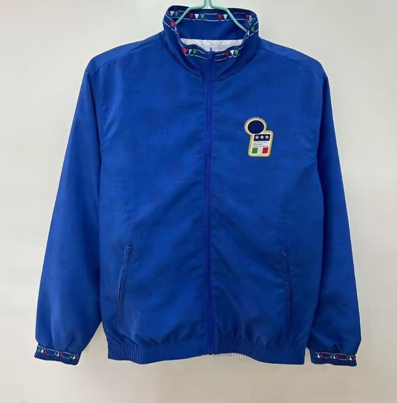 AAA Quality Italy 2025 Blue White Reversible Soccer Windbreaker 02