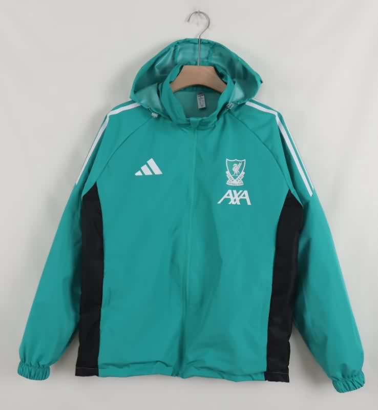 AAA Quality Liverpool 25/26 Green Soccer Windbreaker