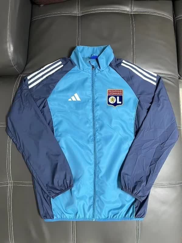 AAA Quality Lyon 25/26 Light Blue Soccer Windbreaker  AAA Quality Lyon 25/26 Light Blue Soccer Windbreaker