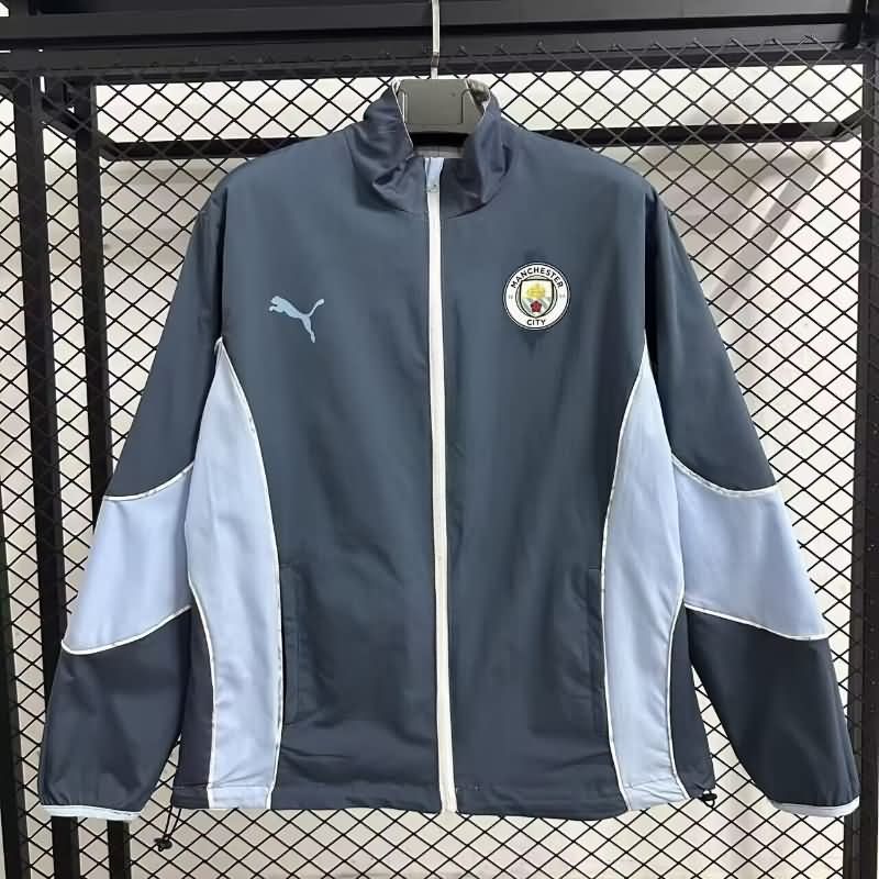 AAA Quality Manchester City 25/26 Dark Blue White Reversible Soccer Windbreaker AAA Quality Manchester City 25/26 Dark Blue White Reversible Soccer Windbreaker