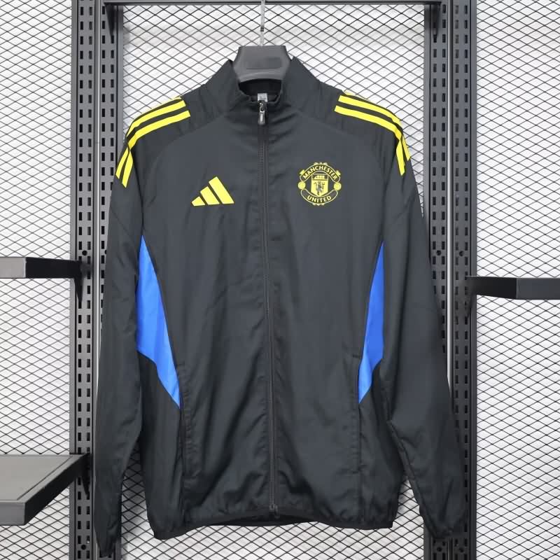AAA Quality Manchester United 25/26 Black Soccer Windbreaker 03  AAA Quality Manchester United 25/26 Black Soccer Windbreaker 03