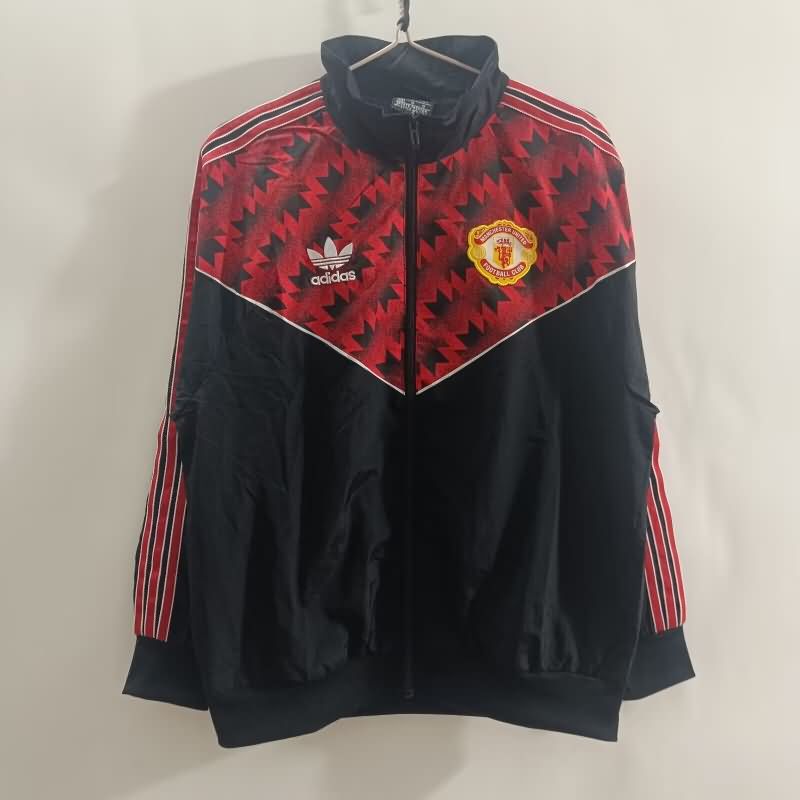 AAA Quality Manchester United 25/26 Red Black Soccer Windbreaker