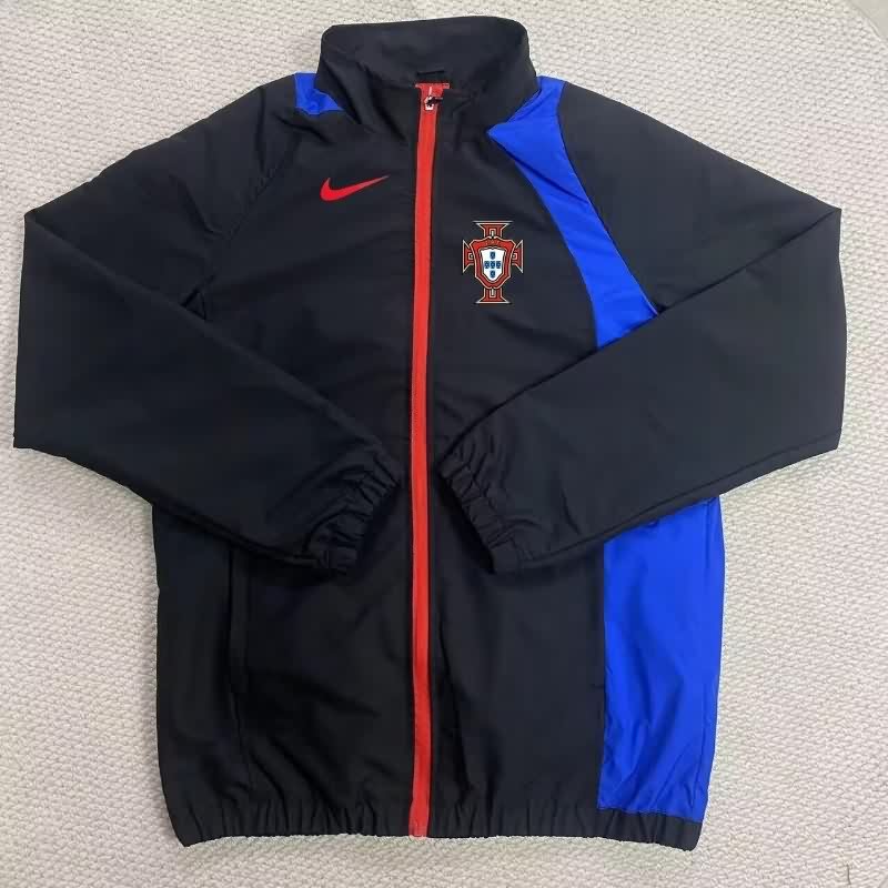 AAA Quality Portugal 2025 Black Soccer Windbreaker