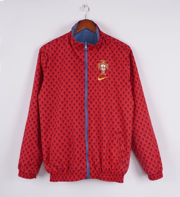 AAA Quality Portugal 2025 Red Blue Reversible Soccer Windbreaker AAA Quality Portugal 2025 Red Blue Reversible Soccer Windbreaker
