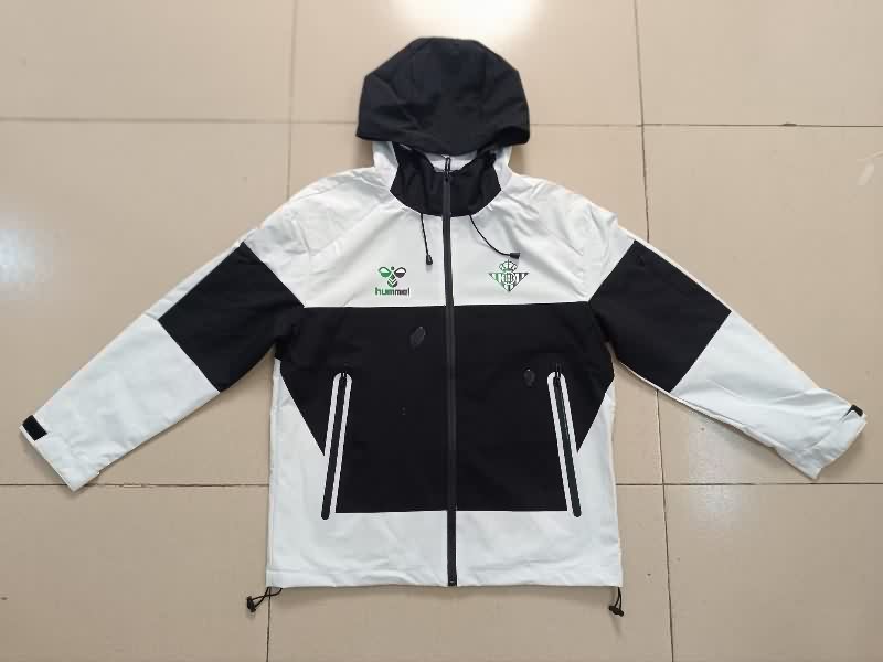 AAA Quality Real Betis 25/26 Black White Soccer Windbreaker