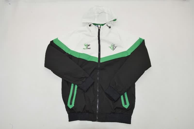 AAA Quality Real Betis 25/26 White Black Soccer Windbreaker
