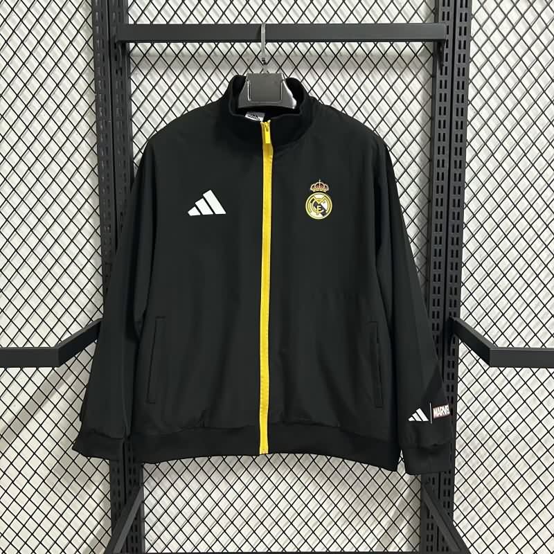 AAA Quality Real Madrid 25/26 Black Soccer Windbreaker 03