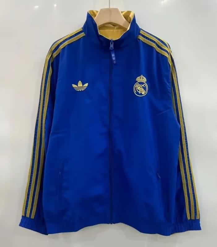 AAA Quality Real Madrid 25/26 Blue Yellow Reversible Soccer Windbreaker