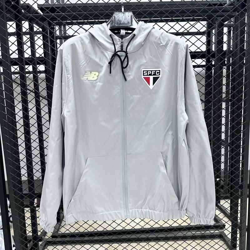 AAA Quality Sao Paulo 2025 Grey Soccer Windbreaker AAA Quality Sao Paulo 2025 Grey Soccer Windbreaker