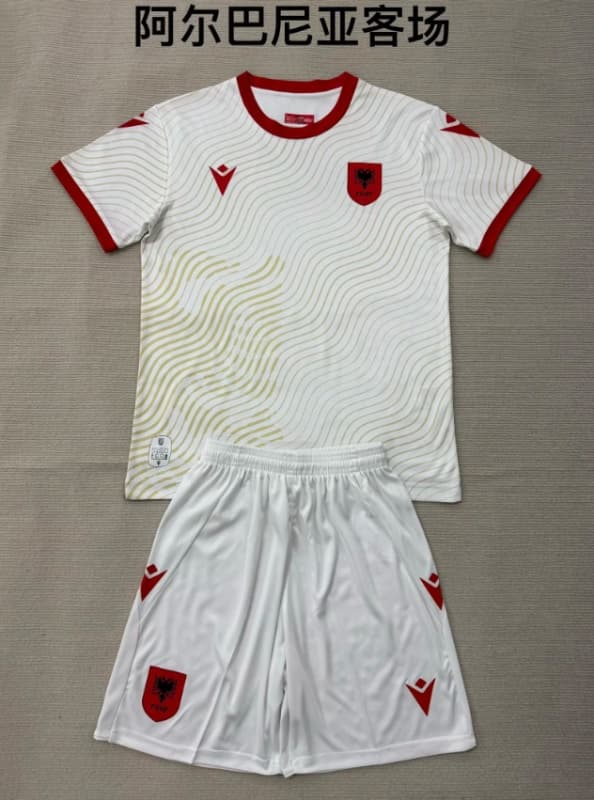 Kids Albania 2026 Away Soccer Jersey And Shorts