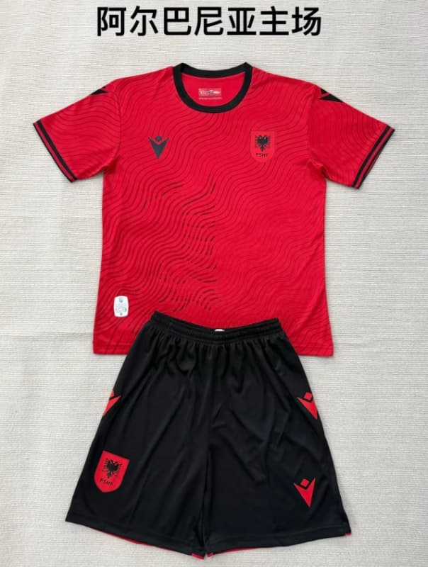 Kids Albania 2026 Home Soccer Jersey And Shorts