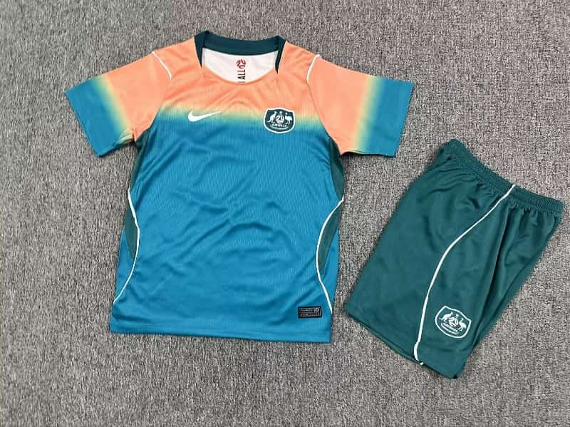 Kids Australia 2026 World Cup Away Soccer Jersey And Shorts