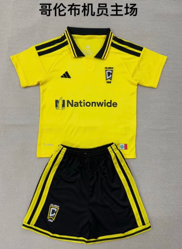 Kids Columbus Crew 2026 Home Soccer Jersey And Shorts