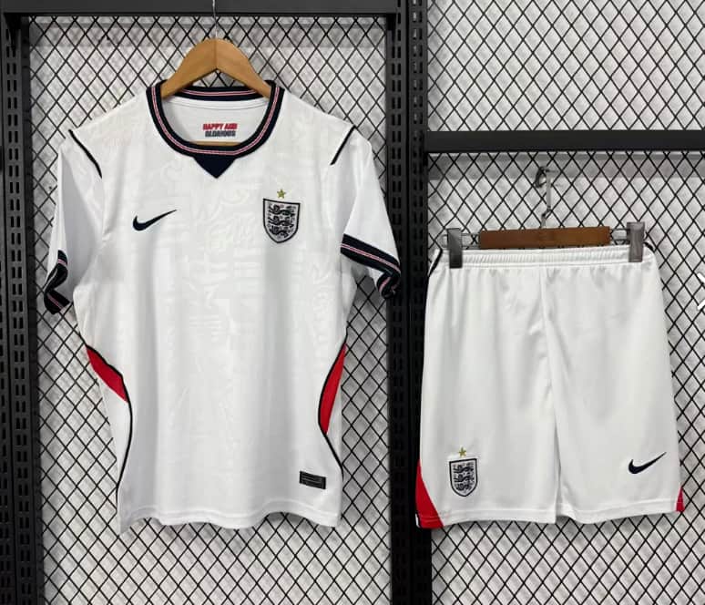 Kids England 2026 World Cup Home Soccer Jersey And Shorts