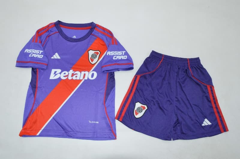 Kids River Plate 2026 Third Soccer Jersey And Shorts
