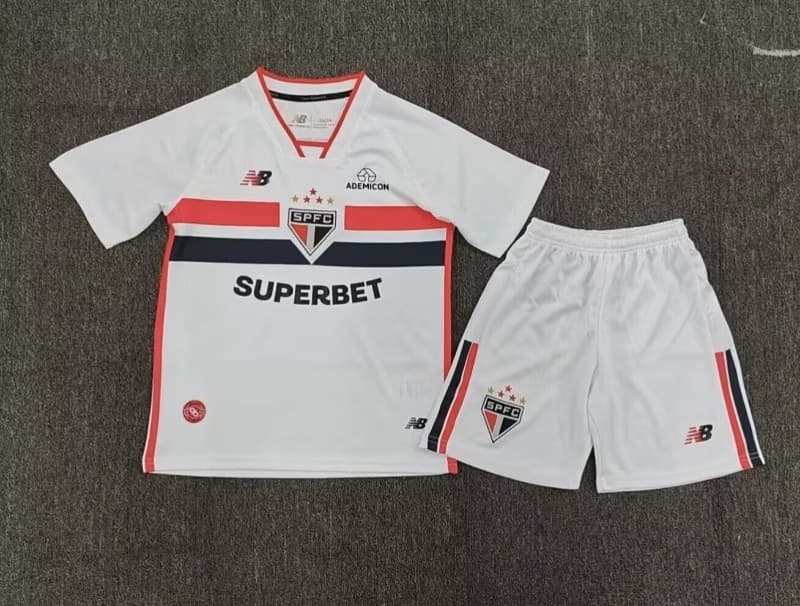 Kids Sao Paulo 2026 Home Soccer Jersey And Shorts