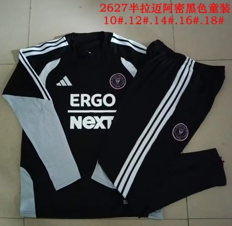 Kids AAA Quality Inter Miami 2026 Black Soccer Tracksuit 02