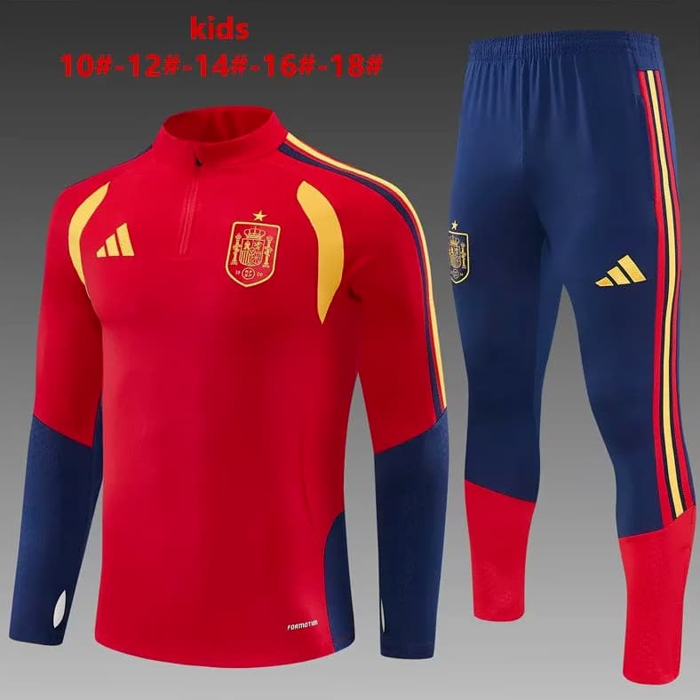 Kids AAA Quality Spain 2026 Red Soccer Tracksuit