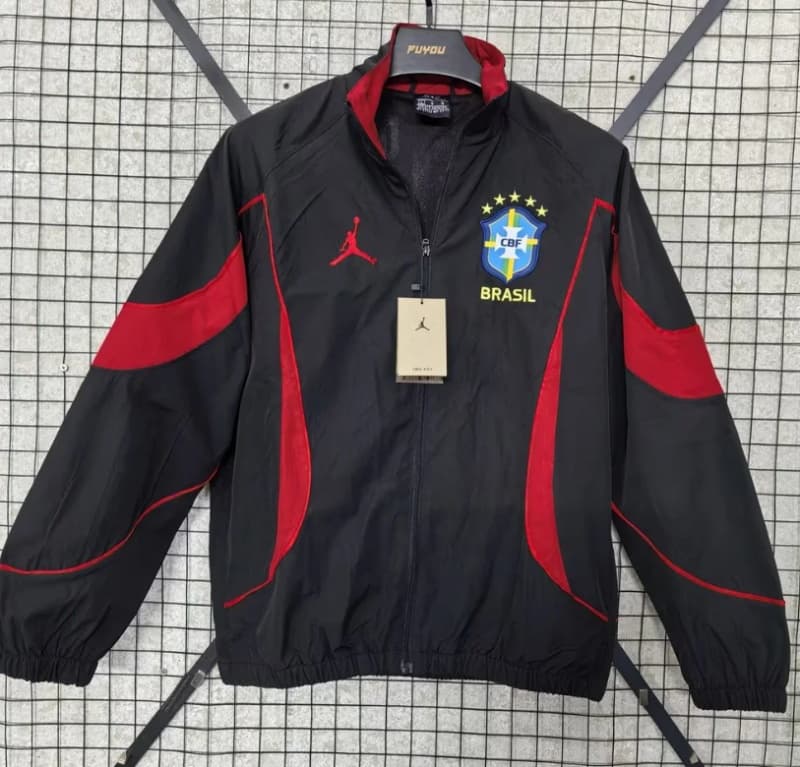 AAA Quality Brazil 2026 Black Soccer Windbreaker
