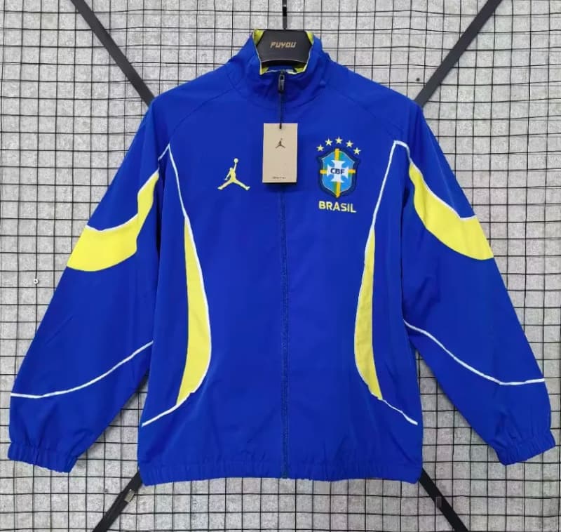 AAA Quality Brazil 2026 Blue Soccer Windbreaker