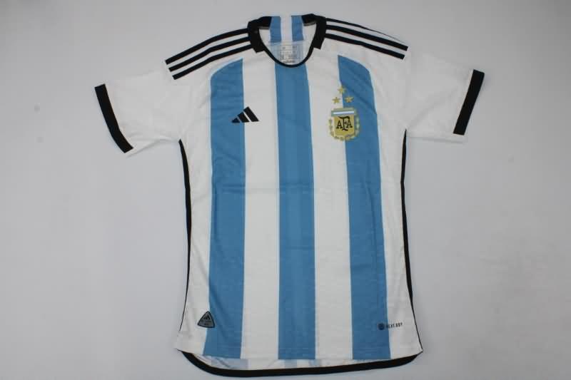 AAA Quality Argentina 2022 World Cup Home 3 Stars Soccer Jersey(Player)