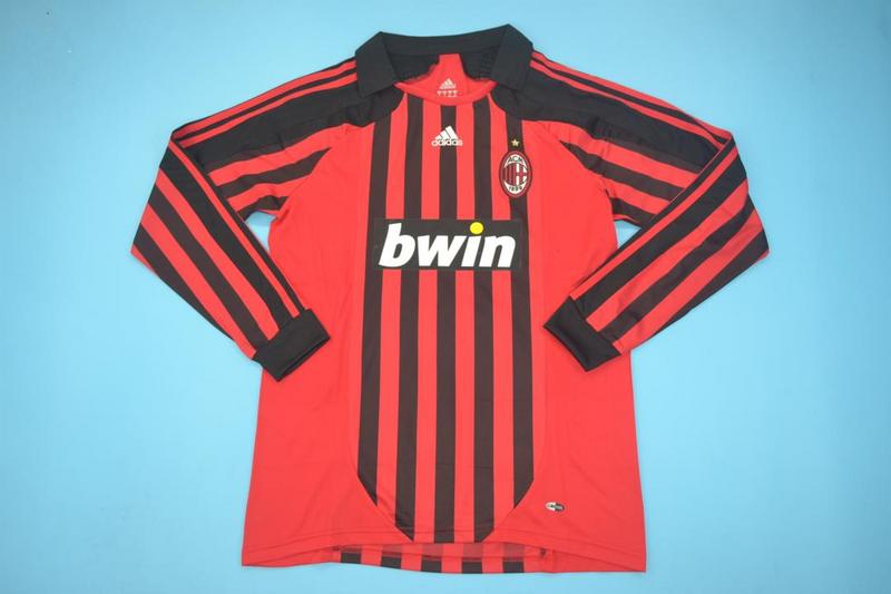AAA Quality AC Milan 2007/08 Home Long Sleeve Retro Soccer Jersey