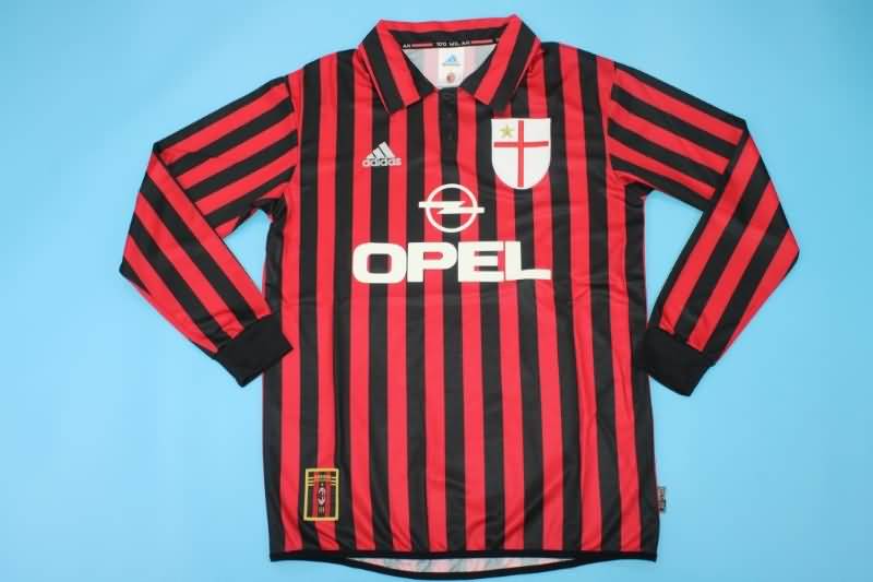 AAA Quality AC Milan 1999/00 Home Long Slevee Retro Soccer Jersey