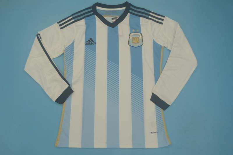 AAA Quality Argentina 2014 Home Long Sleeve Retro Soccer Jersey (Player)