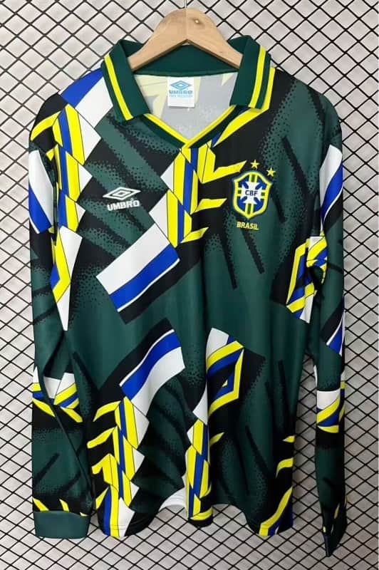 AAA Quality Brazil 1994 Goalkeeper Green Retro Long Soccer Jersey