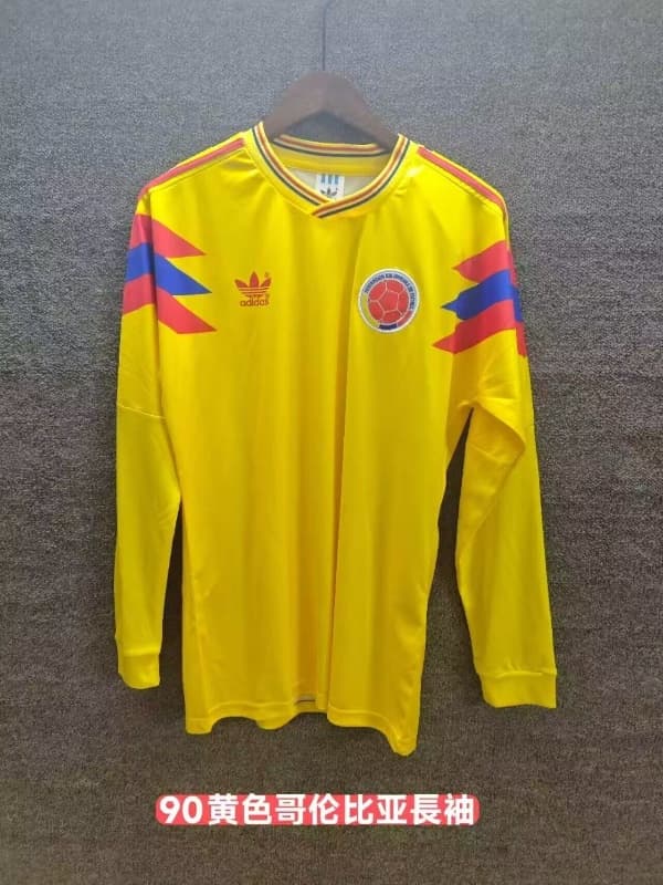 AAA Quality Colombia 1990 Home Retro Long Sleeve Soccer Jersey